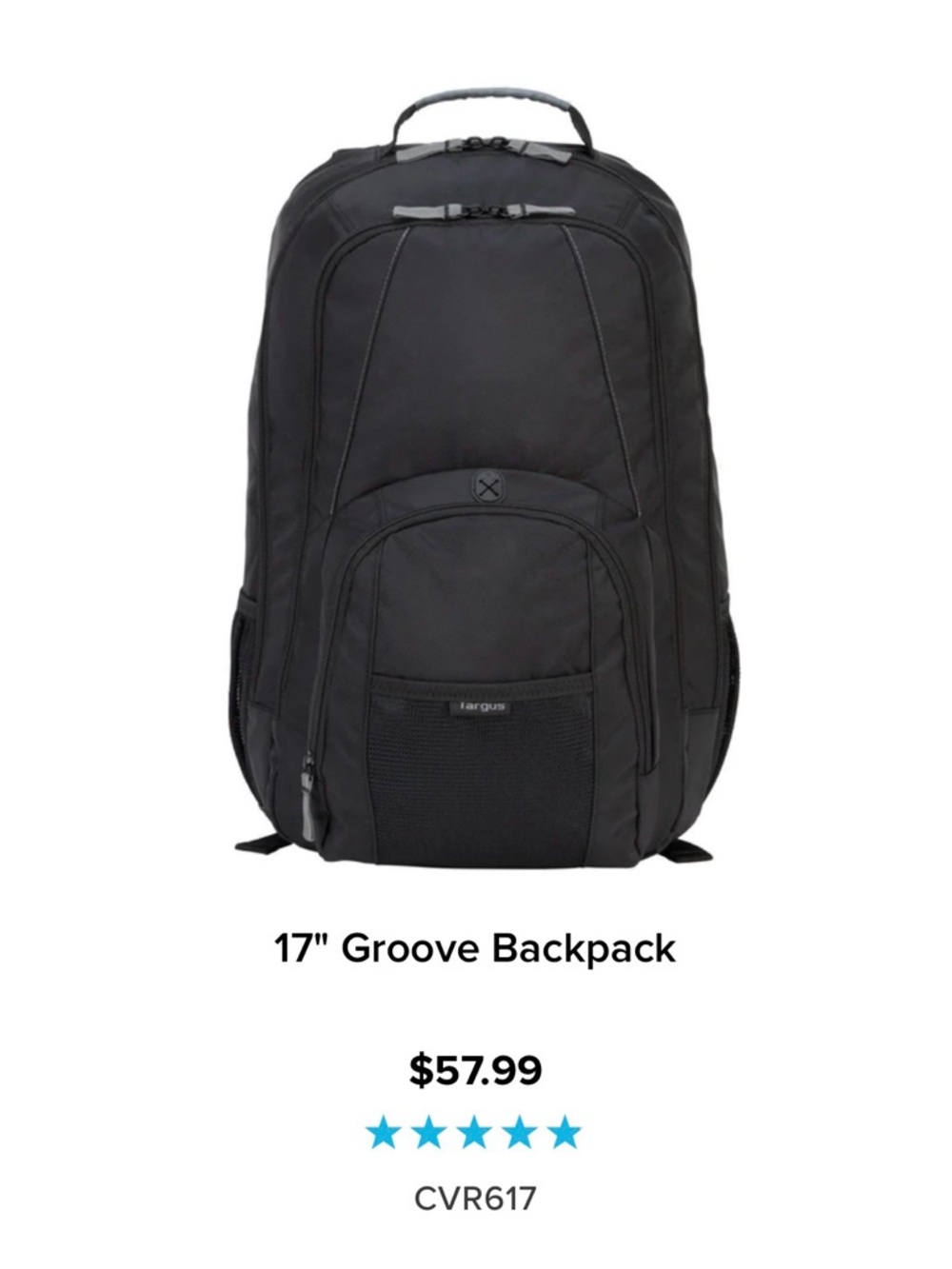 Targus Black 17" Laptop Backpack